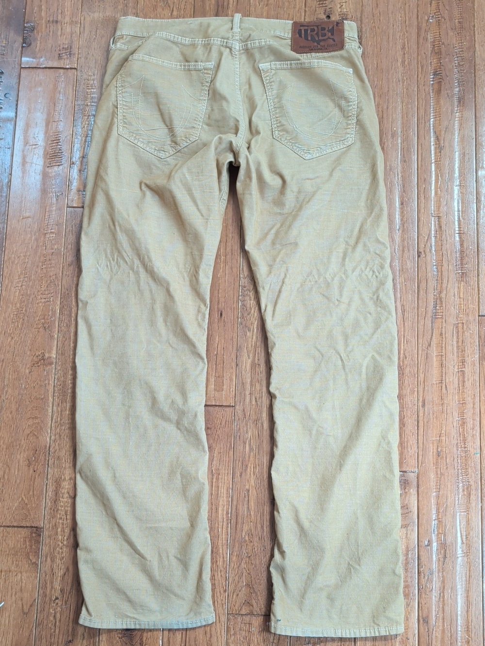 True Religion Brand TRB Men's Khaki Corduroy Straight-Leg Chinos